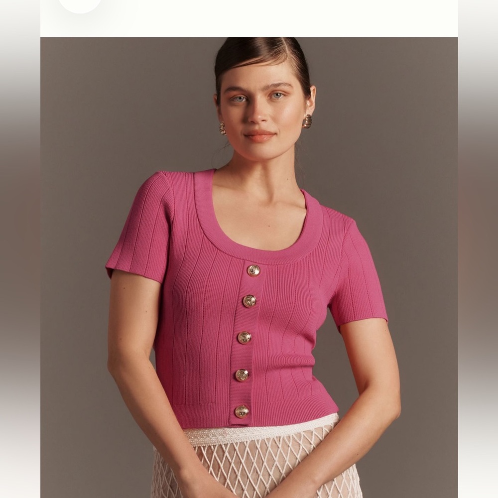 Anthropologie Endless Rose Pink Sweater Tee Size Small